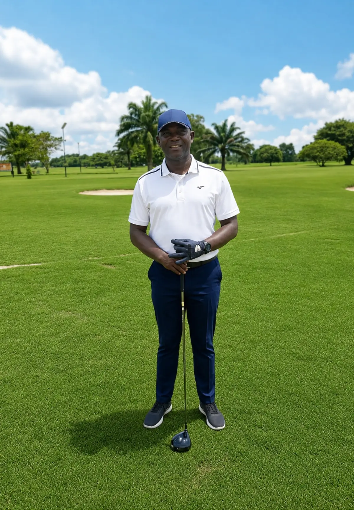 Captain Chike Orjiako, Club Captain, standing on the fairway at Arsenal Golf & Country Club