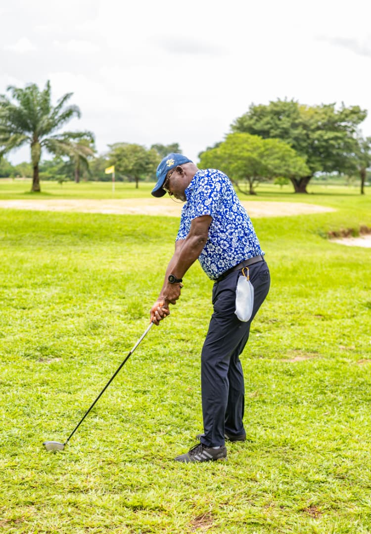 Address position over the ball on the fairway